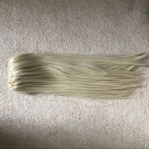 platinum blonde long ponytail clip-in extension